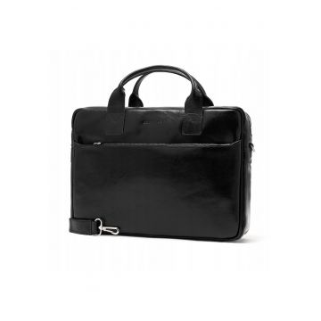 Geanta barbati Brodrene - pentru laptop - Piele naturala - 29x40x9 - Negru