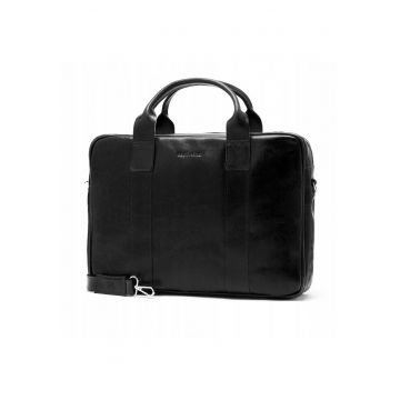 Geanta barbati Brodrene - Piele naturala - Maro inchis si Negru - Negru