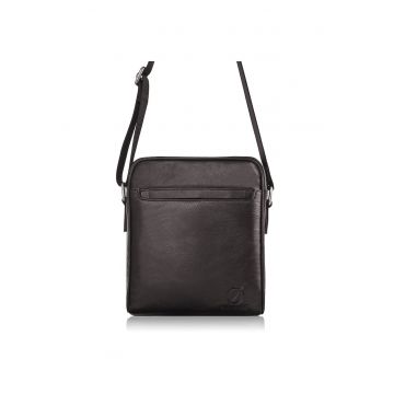 Geanta din piele - Brodrene - Postasi - G-01 - pentru barbati - pe umar - 19 x 23 x 5 - Maro inchis