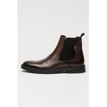 Ghete Chelsea de piele intoarsa cu segmente textile Calev - Maro cognac