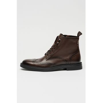 Ghete de piele cu fermoar lateral Calev - Maro inchis