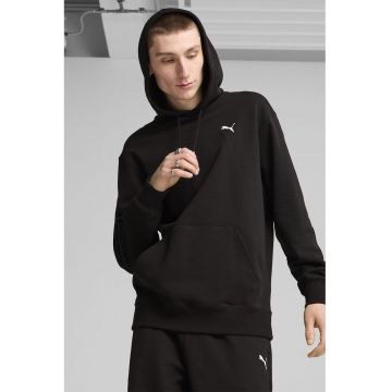 Hanorac cu buzunar kangaroo si snur - Negru