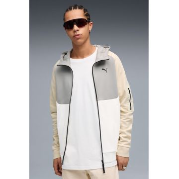 Hanorac cu fermoar si guler mediu Alpine - Alb optic/Verde deschis/Bej deschis