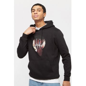 Hanorac din amestec de bumbac cu imprimeu - Negru