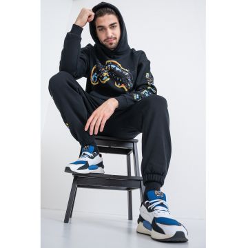 Hanorac din bumbac cu imprimeu logo contrastant - Negru/Galben/Albastru