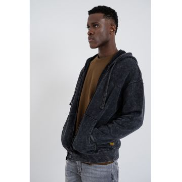 Hanorac din bumbac organic cu fermoar - Negru melange