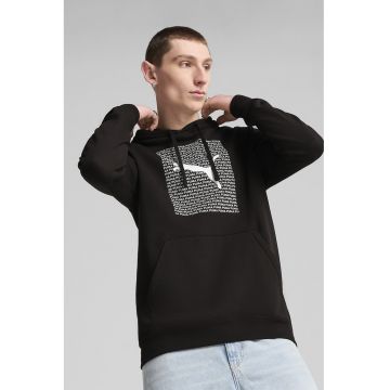 Hanorac regular fit cu imprimeu logo - Negru