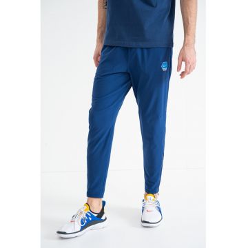 Pantaloni conici de trening cu logo - Albastru inchis