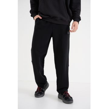 Pantaloni drepti de trening cu snur - Negru