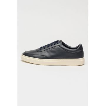 Pantofi sport Kieran de piele cu logo - Bleumarin