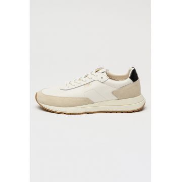 Pantofi sport Vinston de piele cu garnituri de piele intoarsa - Alb/Grej