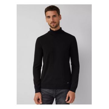 Pulover barbati cu guler inalt - din bumbac - Negru