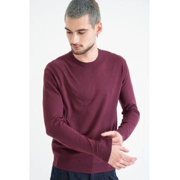 Pulover slim fit tricotat fin - Violet tyrian