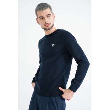 Pulover uni cu decolteu la baza gatului - Albastru ultramarin