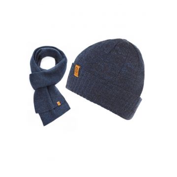 Set caciula cu fular barbati Brodrene - Acril - Albastru inchis