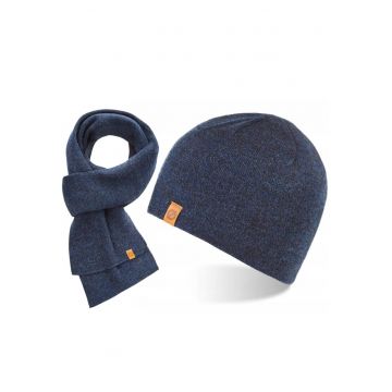 Set caciula cu fular barbati Brodrene - Acril - Albastru inchis