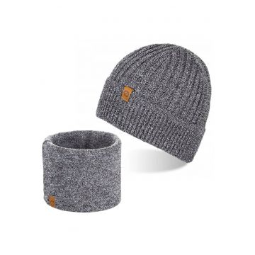 Set caciula cu fular barbati Brodrene - Acril - Gri