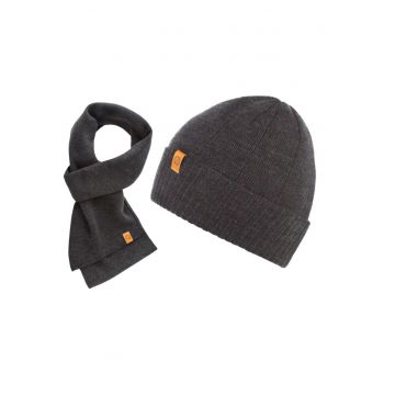Set caciula cu fular barbati Brodrene - Acril - Gri inchis