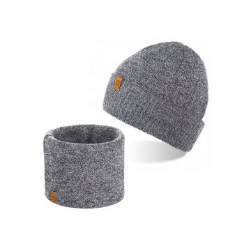 Set caciula cu fular barbati Brodrene - Acril - Gri