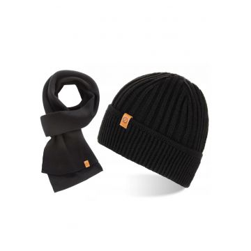 Set caciula cu fular barbati Brodrene - Acril - Negru