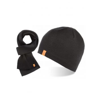 Set caciula cu fular barbati Brodrene - Acril - Negru