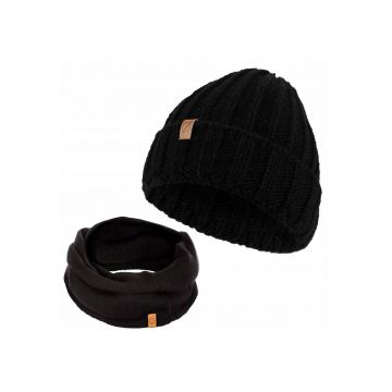 Set caciula cu fular barbati Brodrene - Acril - Negru