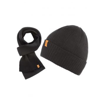 Set caciula + fular barbati - Brodrene - Acril - Circumferinta 56-60 cm - Fular 150 x 40 cm - Negru