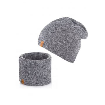 Set caciula si fular barbati Brodrene - Acril - Gri