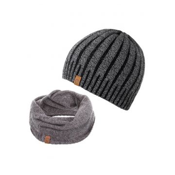 Set caciula si fular barbati Brodrene - Acril - Gri