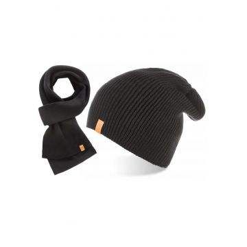 Set caciula si fular barbati Brodrene - Acril - Negru