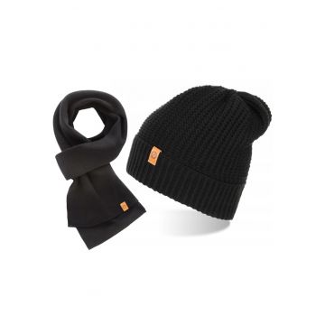 Set caciula si fular barbati Brodrene - Acril - Negru