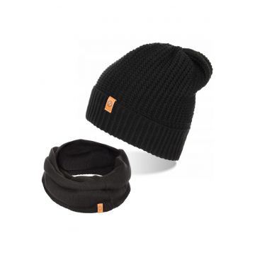 Set caciula si fular barbati Brodrene - Acril - Negru