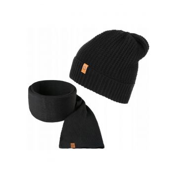Set caciula si fular barbati Brodrene - Acril - Negru