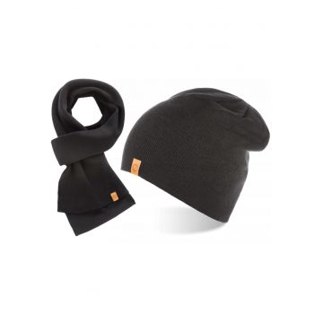 Set caciula si fular barbati Brodrene - Acril - Negru