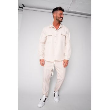 Set Camasa cu buzunare si pantalon lung Cream 19345 - Crem