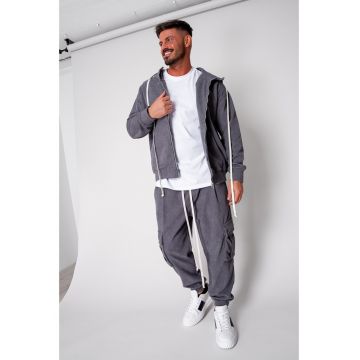 Set Cargo din reiat Hanorac si pantalon lung Grey Anthracite 19358