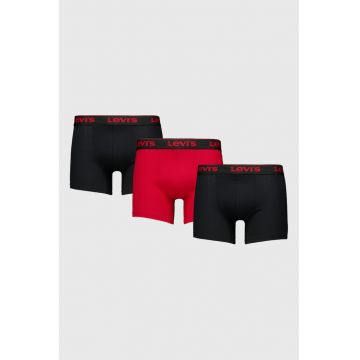 Set de boxeri cu banda logo contrastanta - 3 perechi - Rosu/Negru