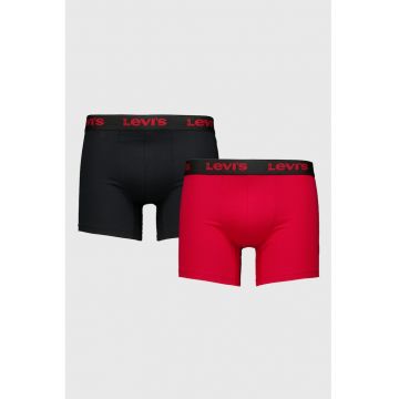 Set de boxeri cu banda logo in talie - 2 perechi - Rosu/Negru
