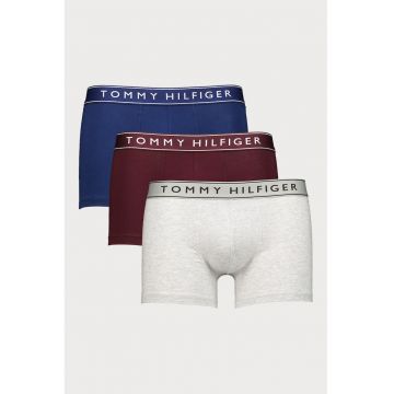 Set de boxeri din amestec de bumbac cu logo - 3 perechi - Visiniu/Gri melange/Bleumarin