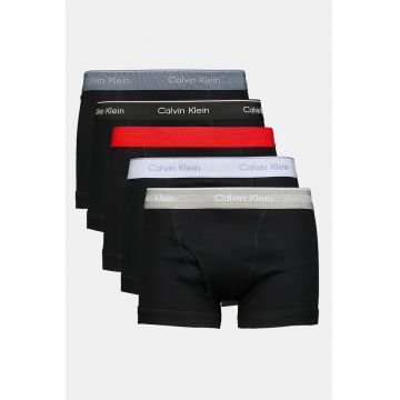 Set de boxeri din bumbac cu banda logo elastica - 5 perechi - Negru