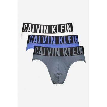 Set de chiloti cu banda logo in talie -3 Perechi - Albastru prafuit/Albastru royal/Alb optic