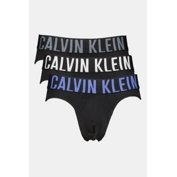 Set de chiloti cu banda logo in talie -3 Perechi - Negru/Albastru