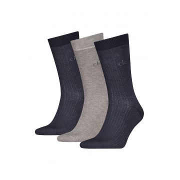 Set de sosete lungi cu logo - 3 perechi - Gri deschis melange/Bleumarin