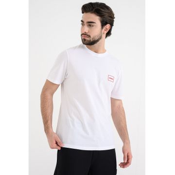 Set de tricouri de bumbac cu decolteu la baza gatului -2 piese - Alb