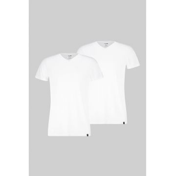 Set de tricouri de casa cu decolteu in V - 2 piese - Alb optic