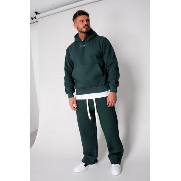 Set Urban Winter hanorac si pantalon drept Bottle Green 19396 - Verde