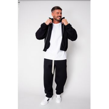 Set Winter Jacheta cu fermoar si pantalon drept Black 19429 - Negru