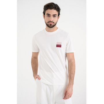 Tricou cu decolteu rotund Dapusi - Alb/Roz prafuit/Violet pruna