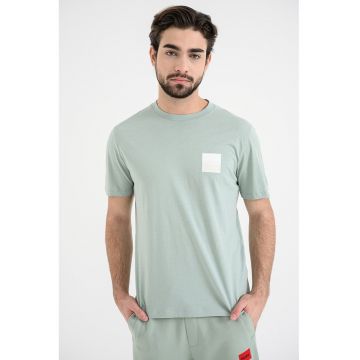 Tricou cu decolteu rotund Dapusi - Verde pal