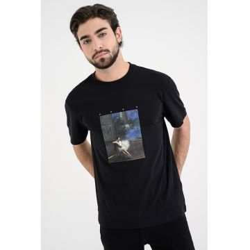 Tricou cu imprimeu foto Dabolos - Negru/Verde englez/Albastru